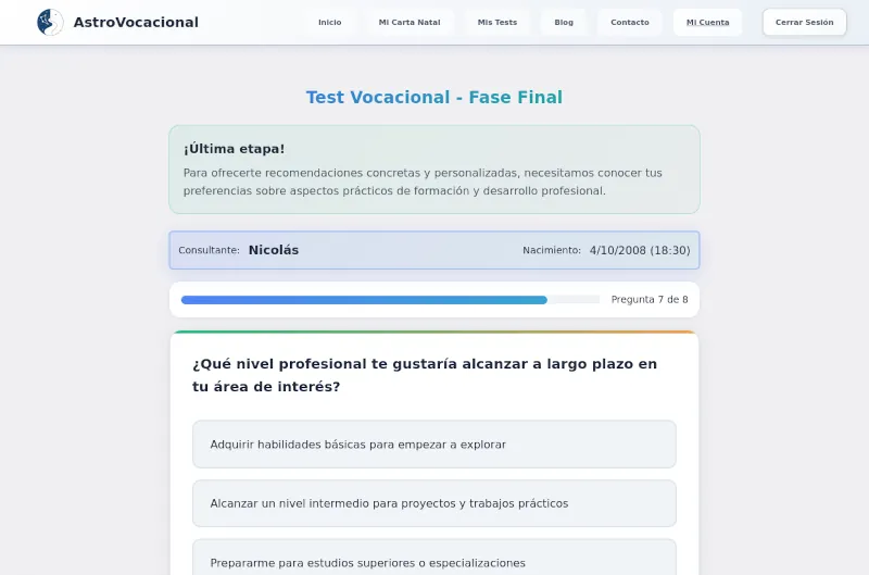 Resultados del perfil vocacional